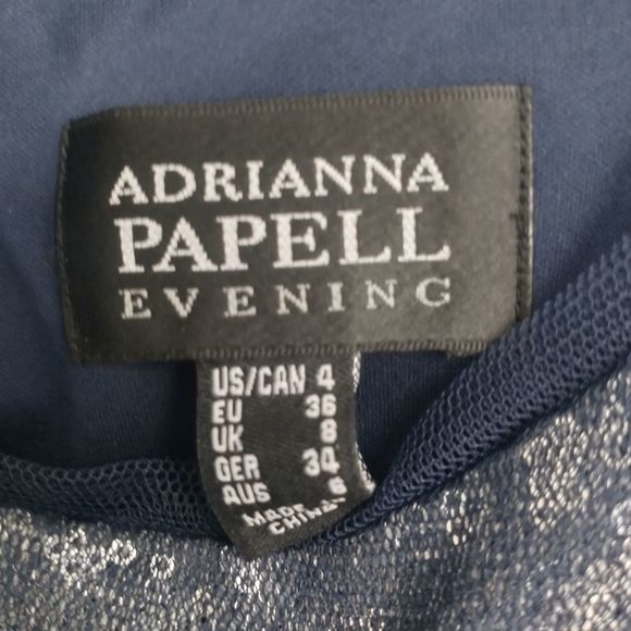 NWT Adrianna Papell Evening Navy Cocktail Dress, Size 4 - Picture 7 of 8